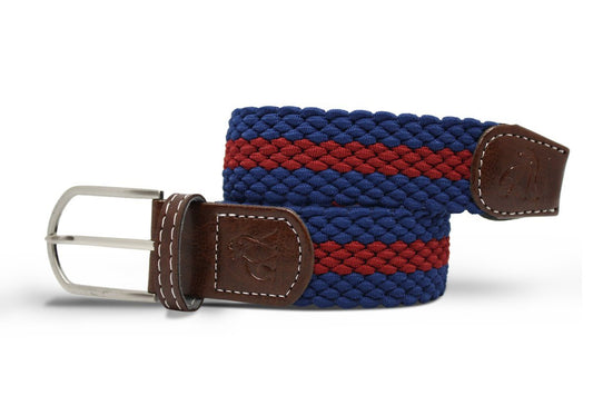 Recycled Woven Belt - Blue/Burgundy Stripe