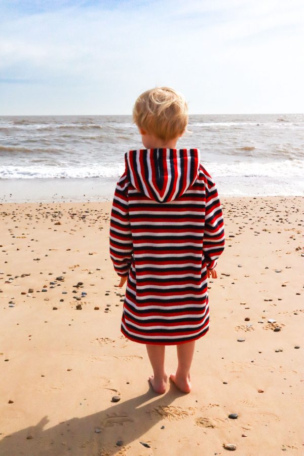 Children's Hooded Towel Robe - Red/White/Blue