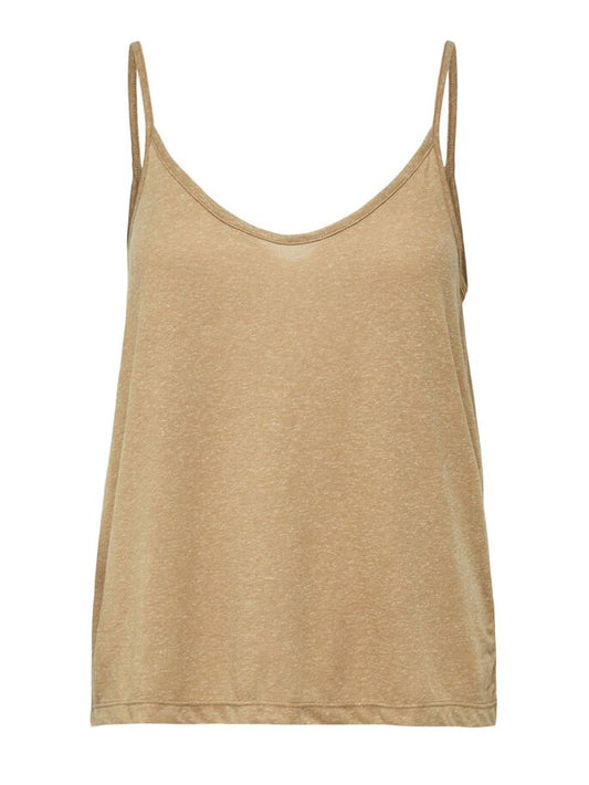 RECYCLED POLYESTER V-NECK TOP - KELP