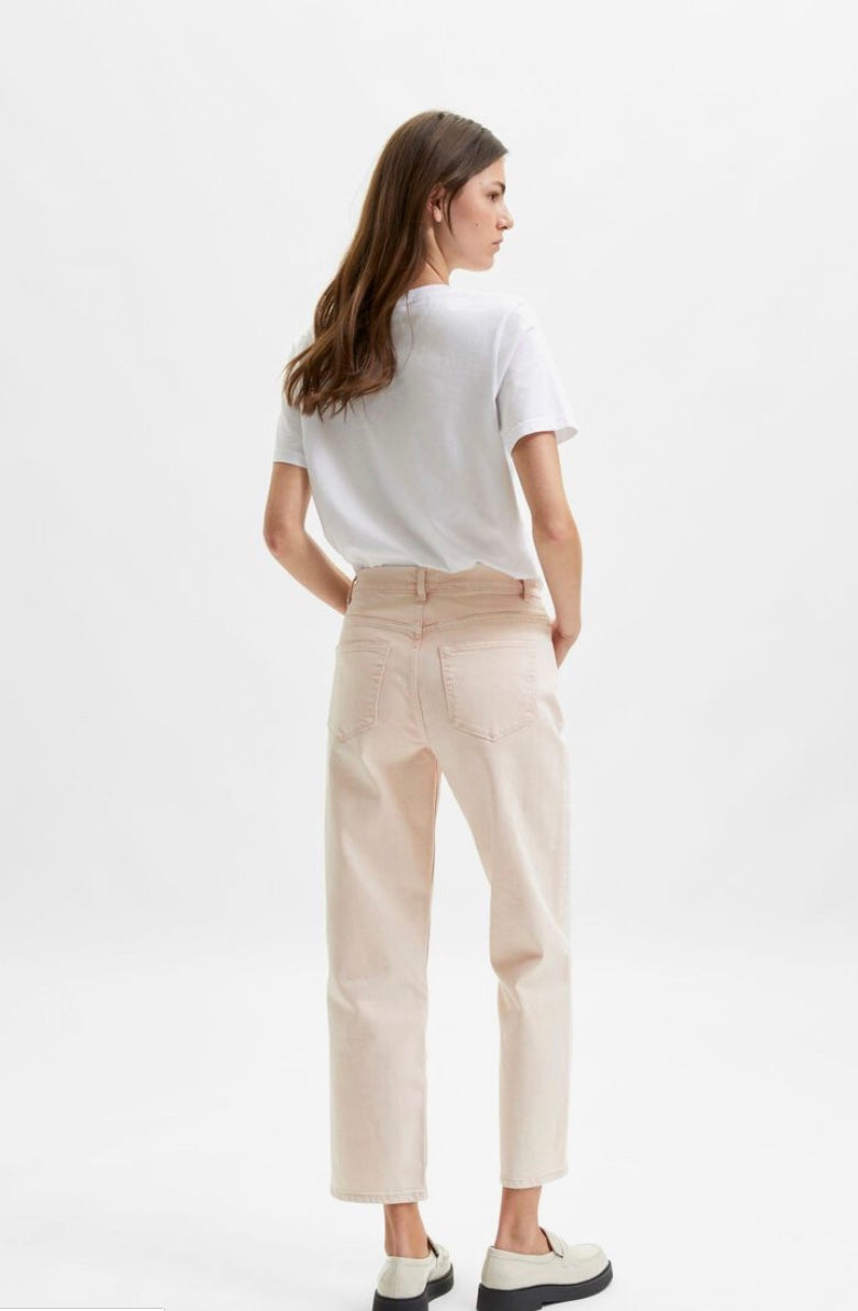 Straight Leg Pastel Jeans - Peach Whip
