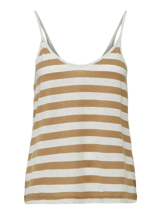 V-NECK STRIPE STRAP TOP - Kelp