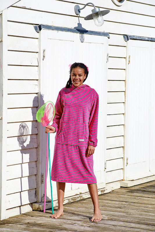 Women's Hooded Towel Robe - Fuchsia/Apple