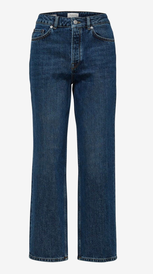 STRAIGHT LEG HW JEANS - Inky Blue