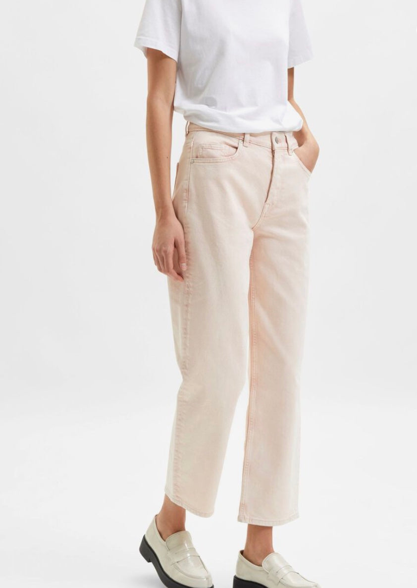 Straight Leg Pastel Jeans - Peach Whip