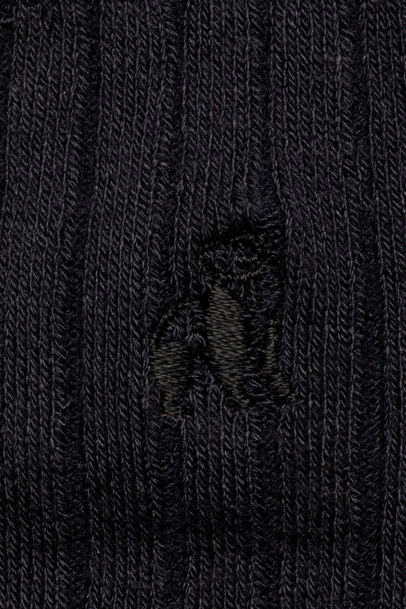 JET BLACK RIBBED BAMBOO SOCKS