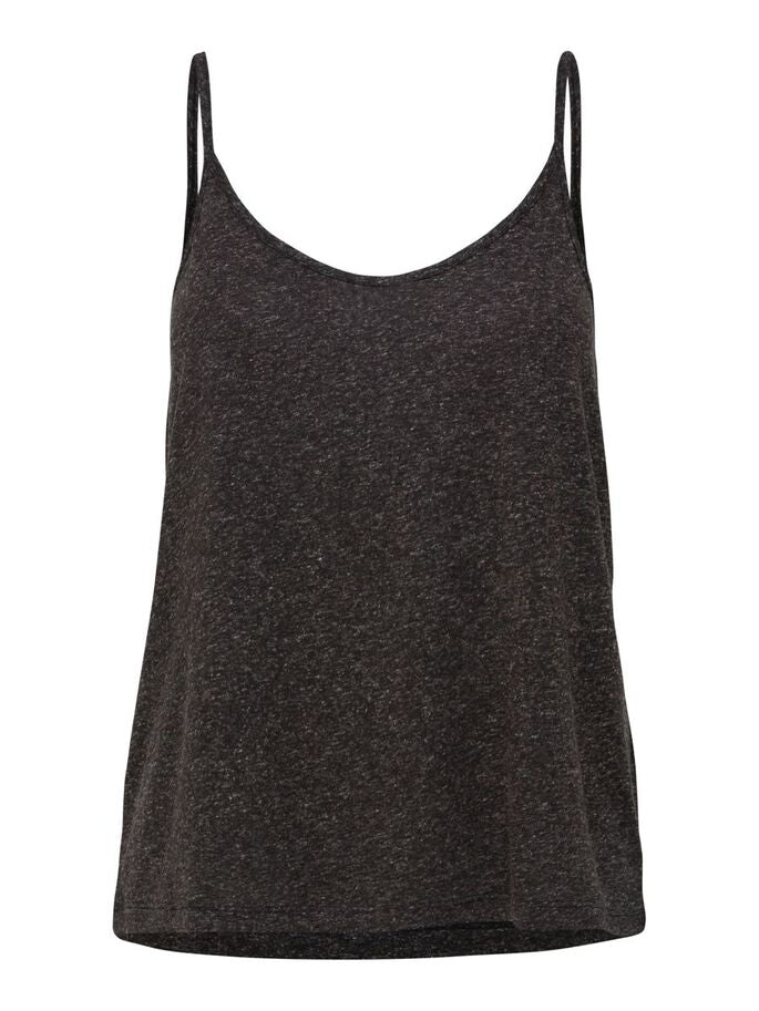 RECYCLED POLYESTER blend v-neck top - black