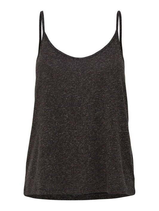 RECYCLED POLYESTER V-NECK TOP - Black