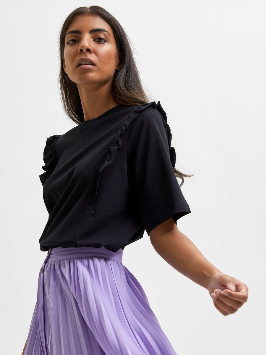 Black Ruffle T-Shirt