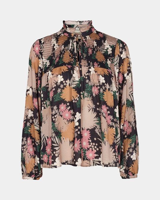 Black Blouse with Floral Print