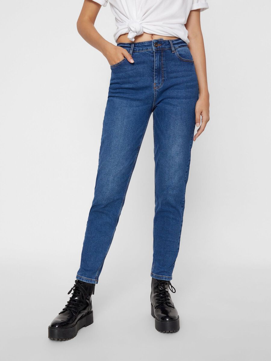 High Waist Mom Blue Denim Jeans