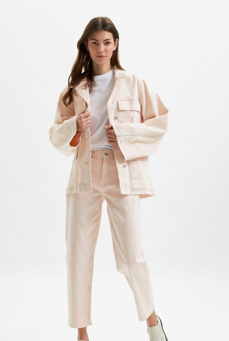 Straight Leg Pastel Jeans - Peach Whip
