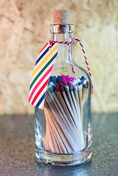 Luxury Glass Bottle Matches - Multicolour