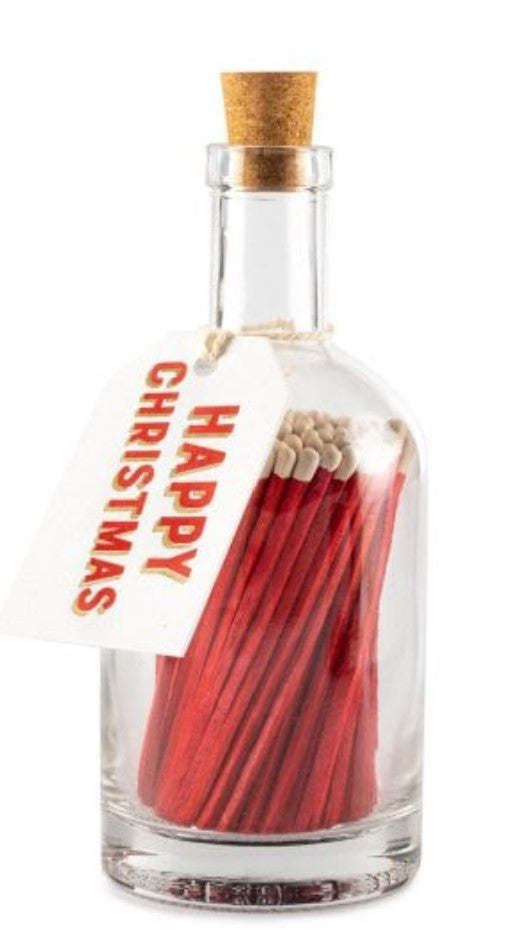 Luxury Glass Bottle Matches - Happy Christmas Bottle