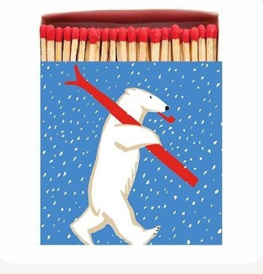 Christmas Skiing Polar Bear  - Match Box