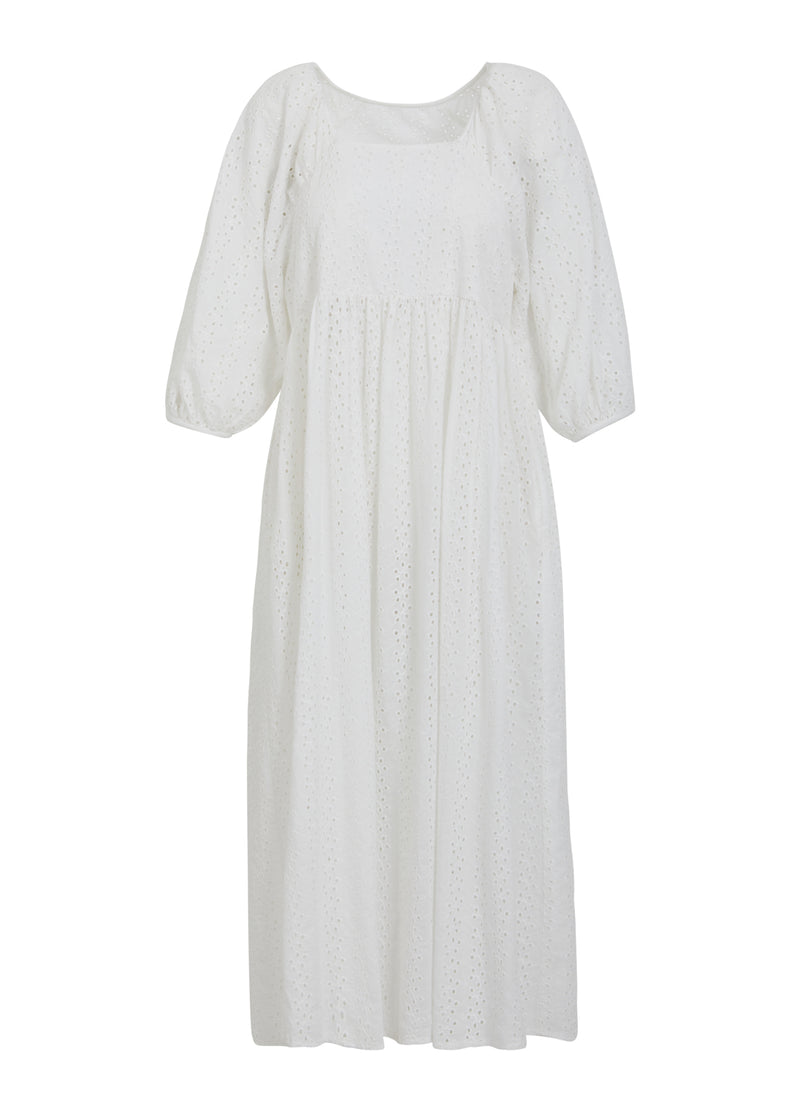 Nora Broderi Anglaise Dress - White