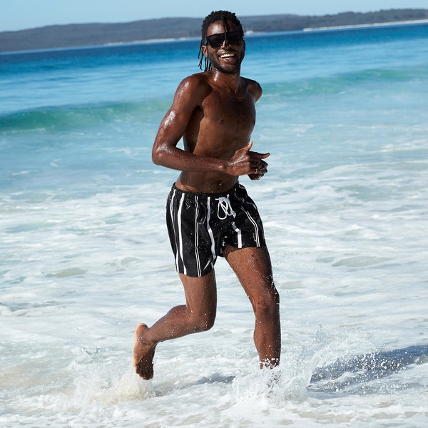 Stripe Swim Shorts - Pinstripe Black