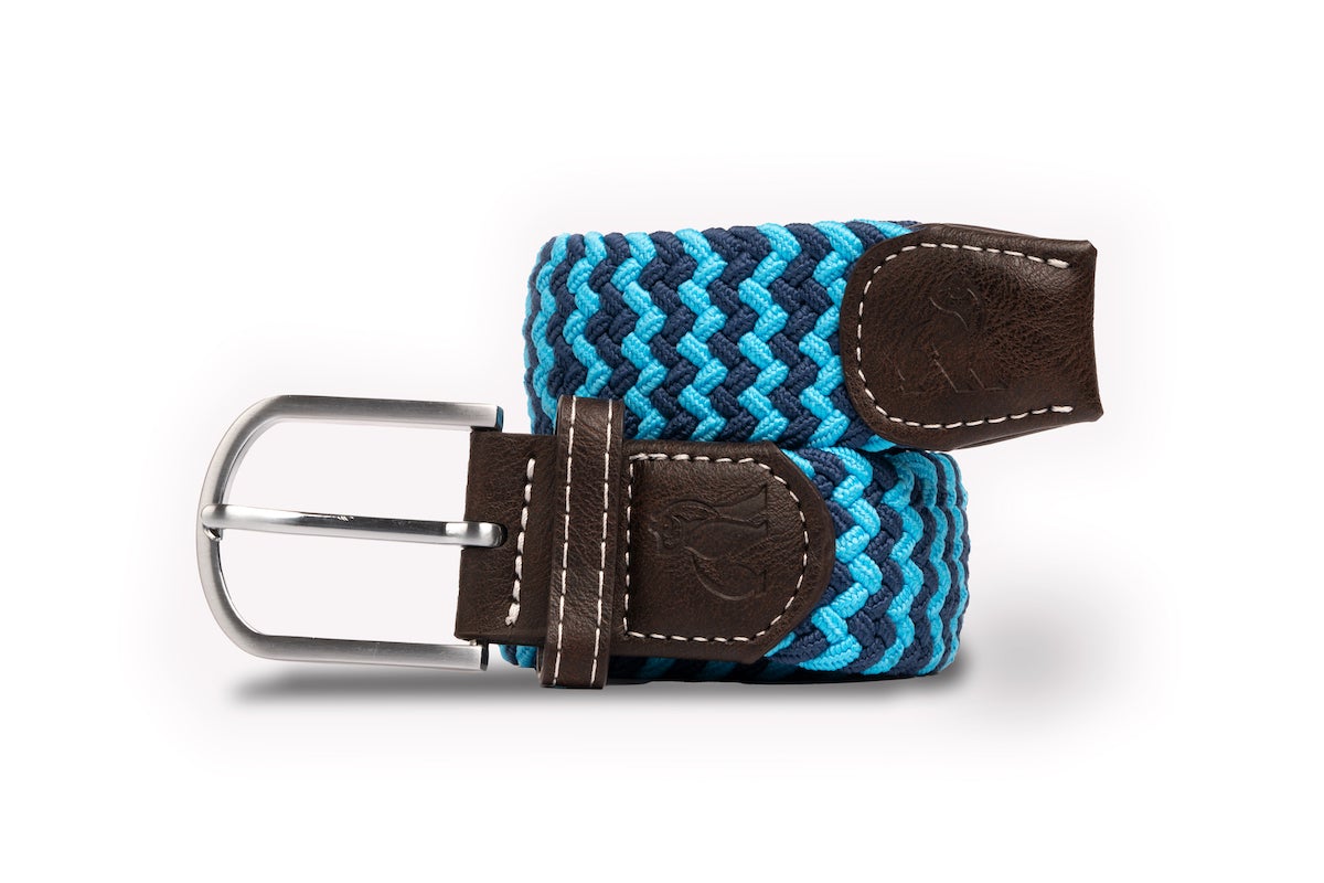 woven belt sky blue zigzag