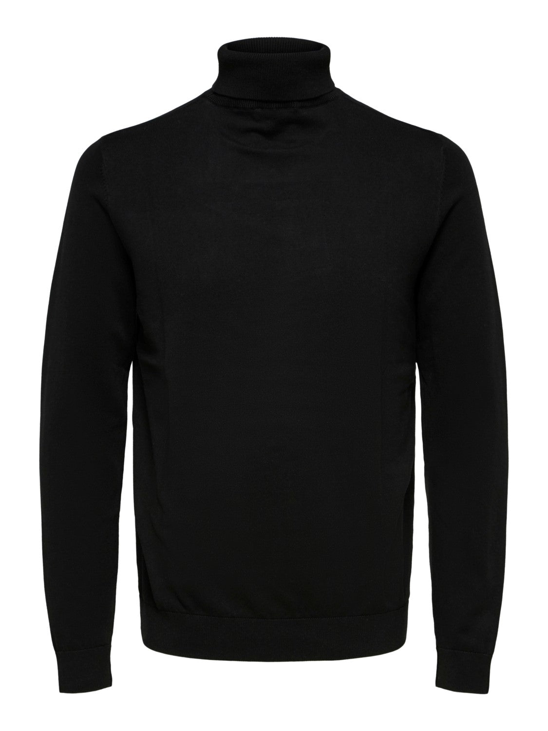 knitted roll neck jumper - black
