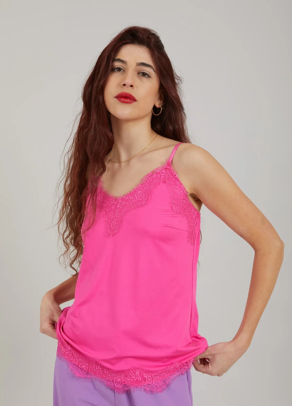 CC Heart Rosie Lace Top - Hot Pink