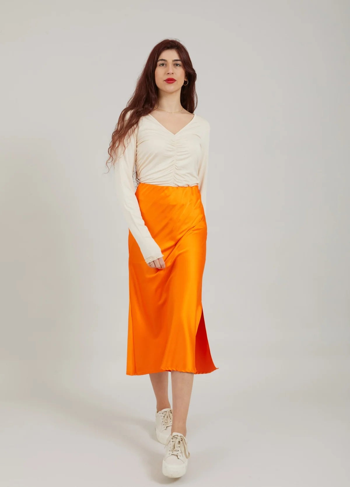 CC SKYLAR SATEEN SKIRT - FRESH ORANGE