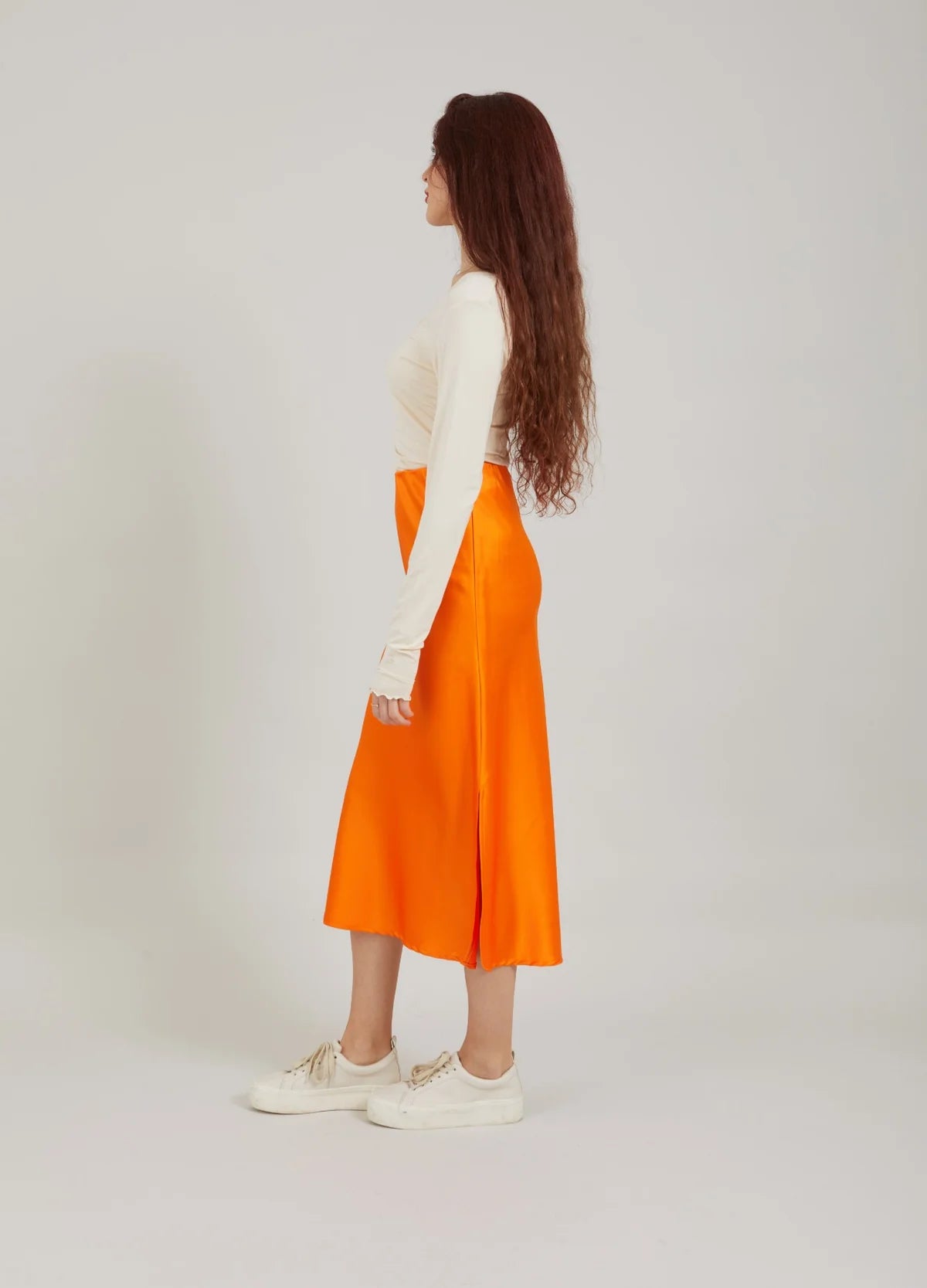 CC SKYLAR SATEEN SKIRT - FRESH ORANGE