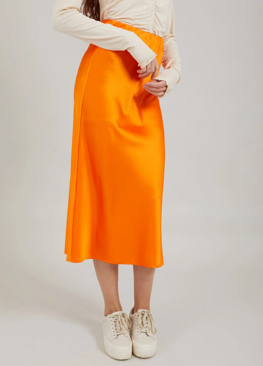 CC SKYLAR SATEEN SKIRT - FRESH ORANGE