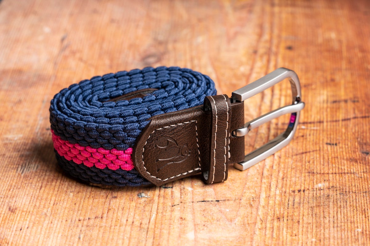 Recycled Woven Belt - rich pink stripe