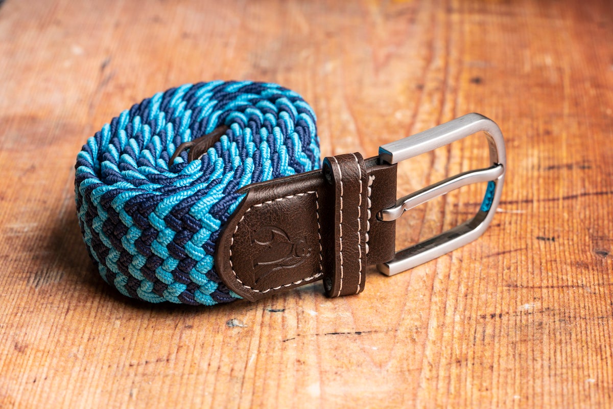woven belt sky blue zigzag