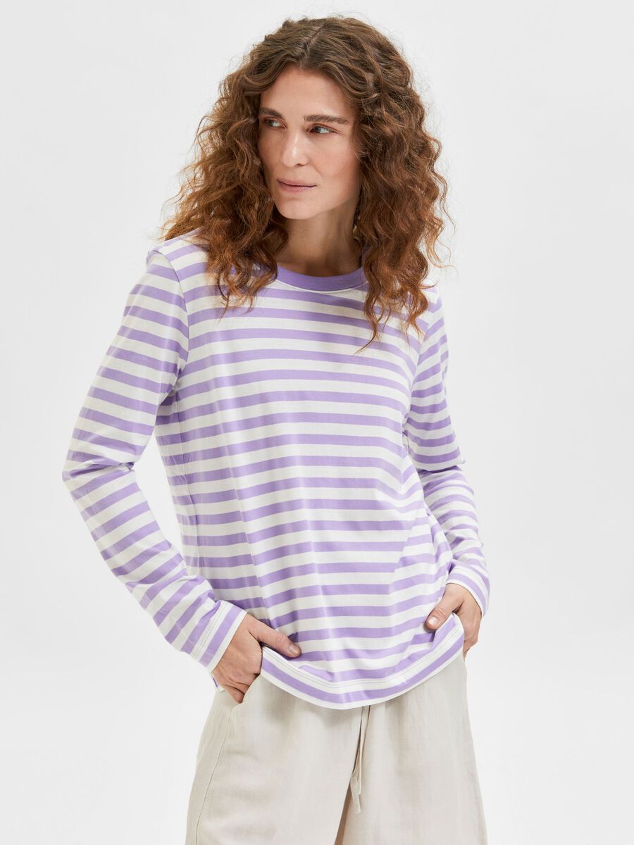 STRIPE LS TEE - Violet