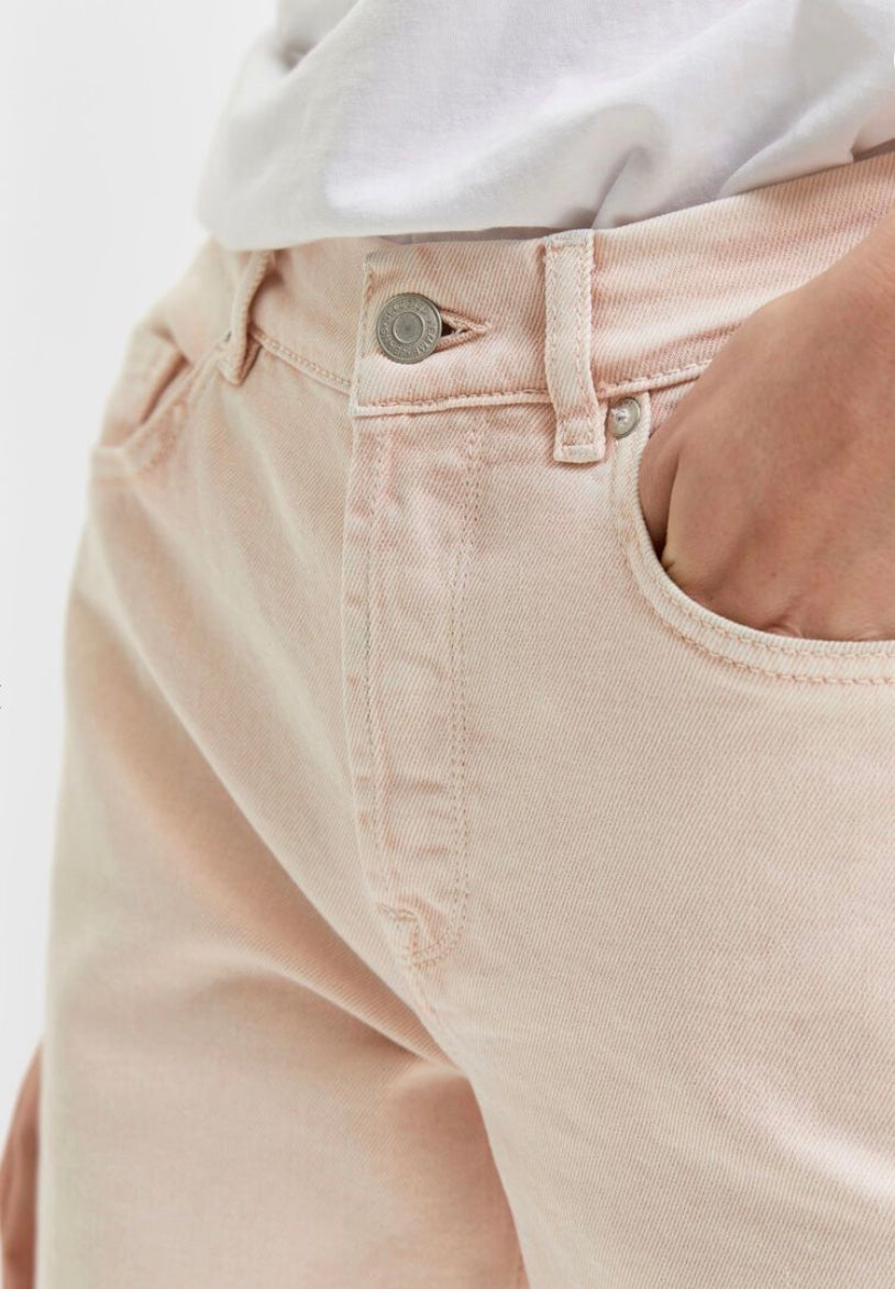Straight Leg Pastel Jeans - Peach Whip