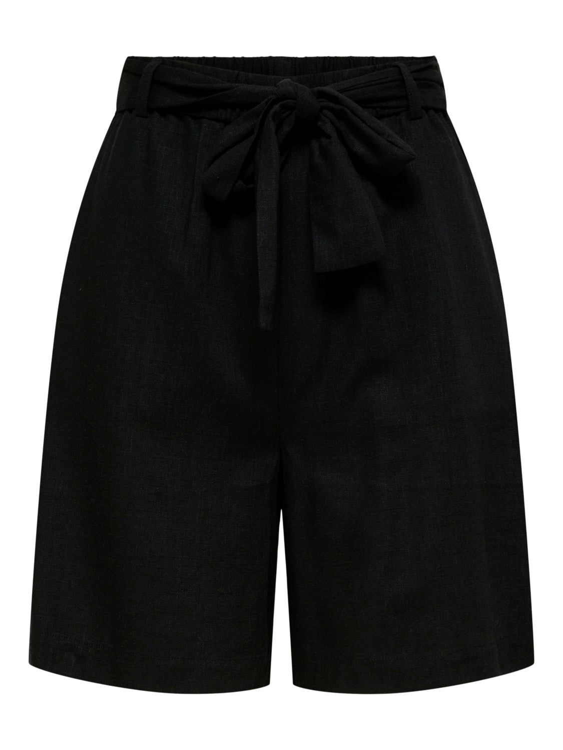 LINEN BLEND HW SHORTS - Black