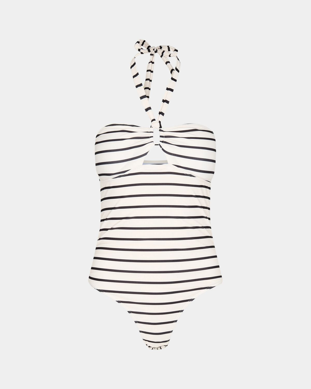 White & Black Stripe Swimsuit