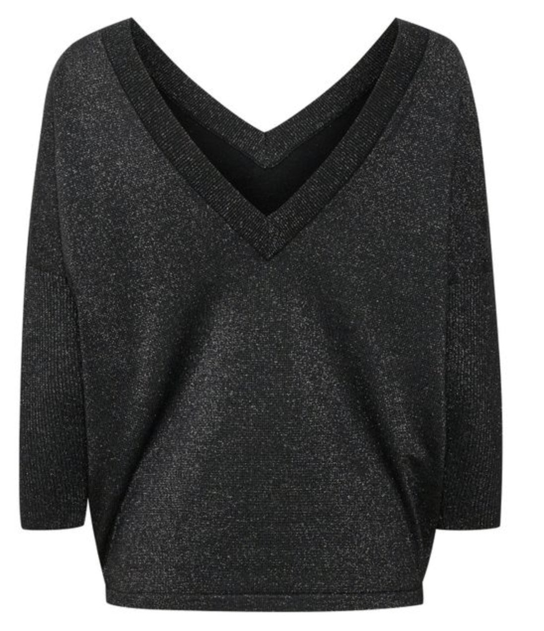 KilaSZ V-neck Shimmery Pullover - Black