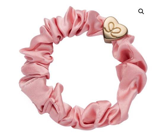 ByEloise Gold Heart Scrunchie - Pink