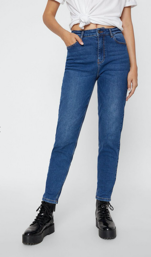 Dark Blue Denim Mom Jeans High Waist