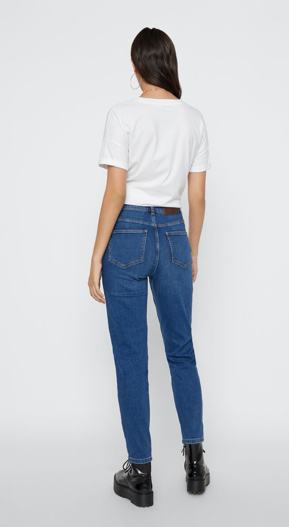 Dark Blue Denim Mom Jeans High Waist