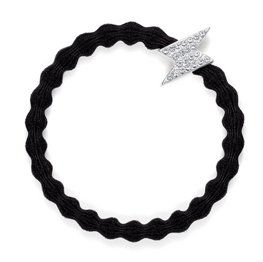 Silver Diamanté Bolt bangle Band - Black