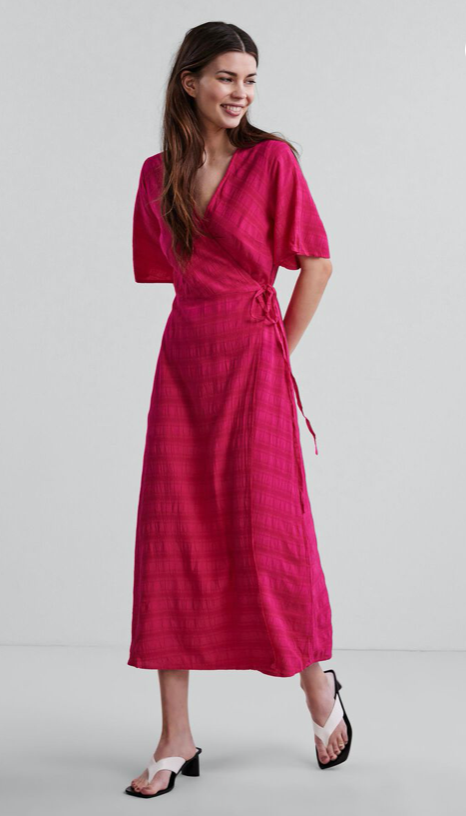 Long Wrap Dress - Fuschsia Purple