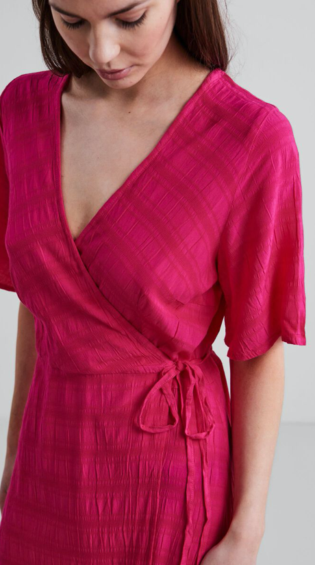 Long Wrap Dress - Fuschsia Purple