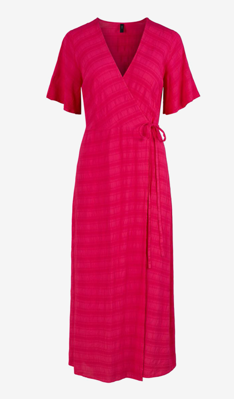 Long Wrap Dress - Fuschsia Purple