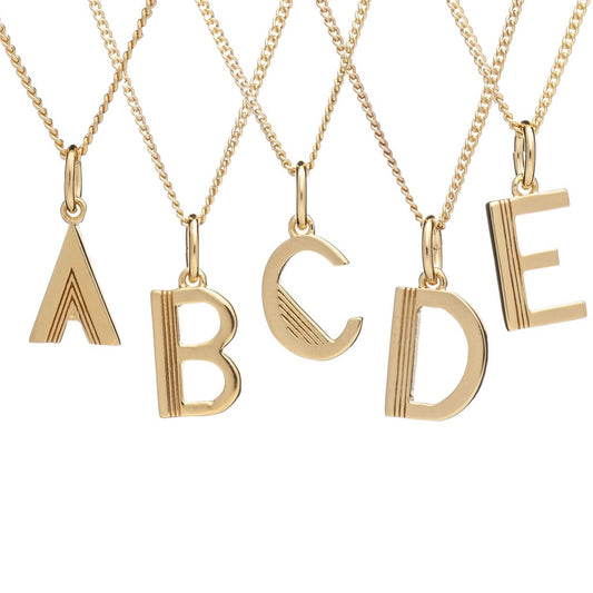 Art Deco Initial Necklace - 22 ct Gold Plated
