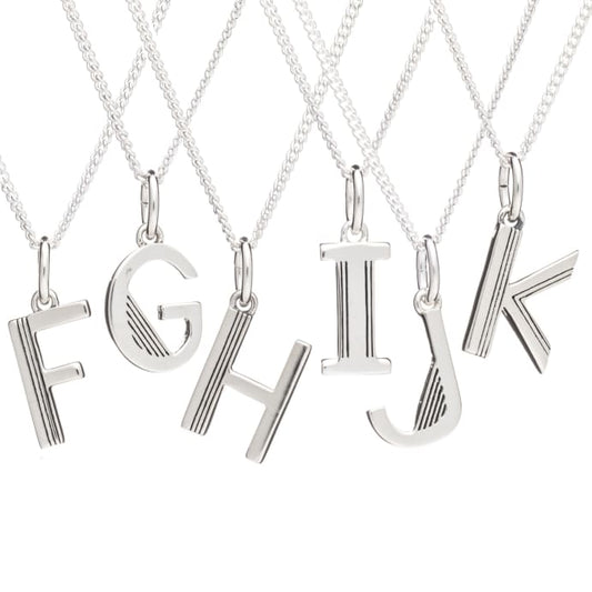 Art Deco Initial Necklace - Silver