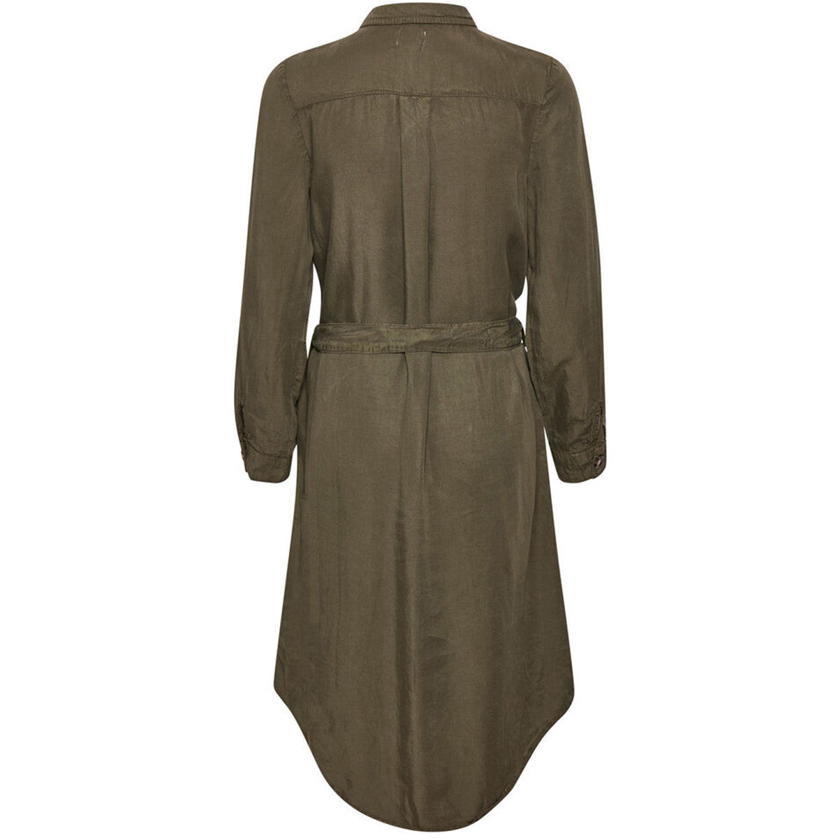 Military Style Shirt Dress - Khaki