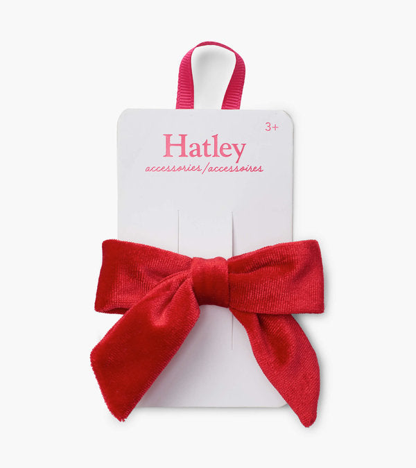 red velvet bow hair clip