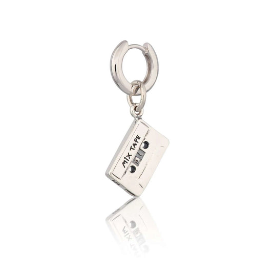 Mix tape huggie single earring - sterling silver