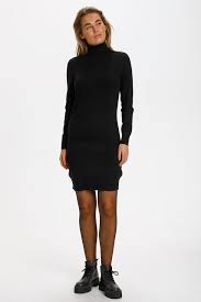 Mila Roll Neck Dress - Black