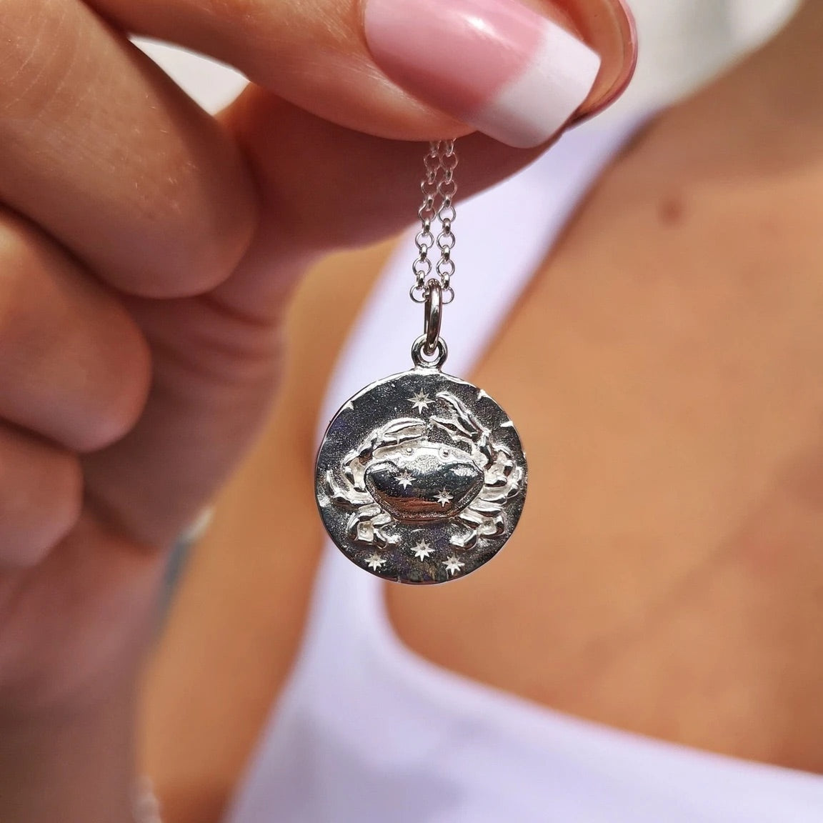 Cancer Zodiac Necklace - Silver