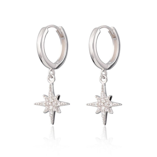 Starburst Hoop Earrings - Sterling Silver