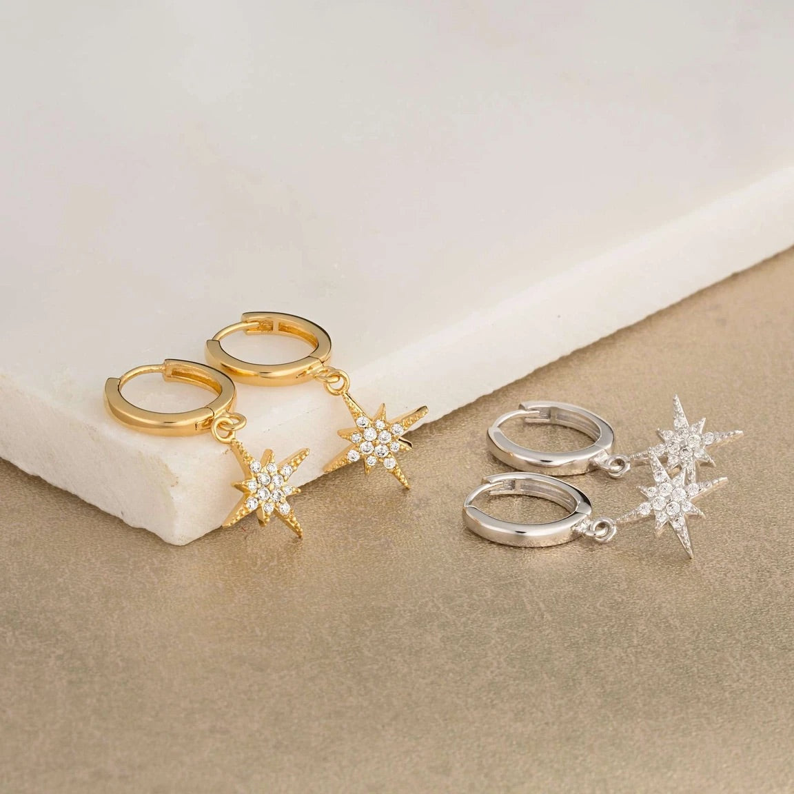 Starburst Hoop Earrings - Gold
