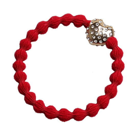 Diamanté bubble heart Bangle band - cherry red